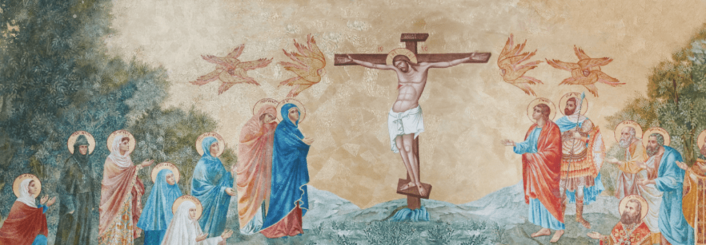 Распятие Христа, фреска. Заставка для внутренней страицы сайта Сретенского монастыря