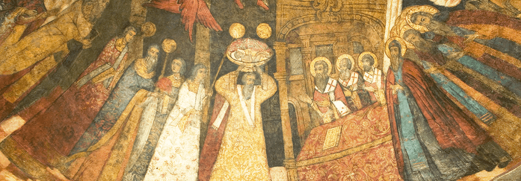 Великий вход, фреска. Заставка для внутренней страицы сайта Сретенского монастыря