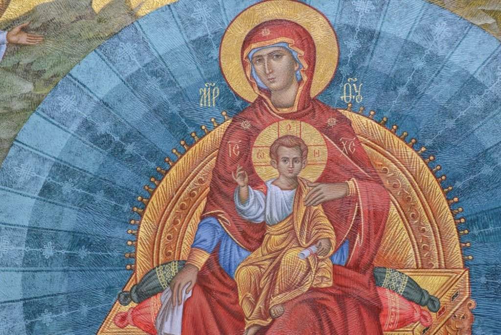 Пресвятая Богородица. Фреска храма Новомучеников и исповедников Церкви Русской