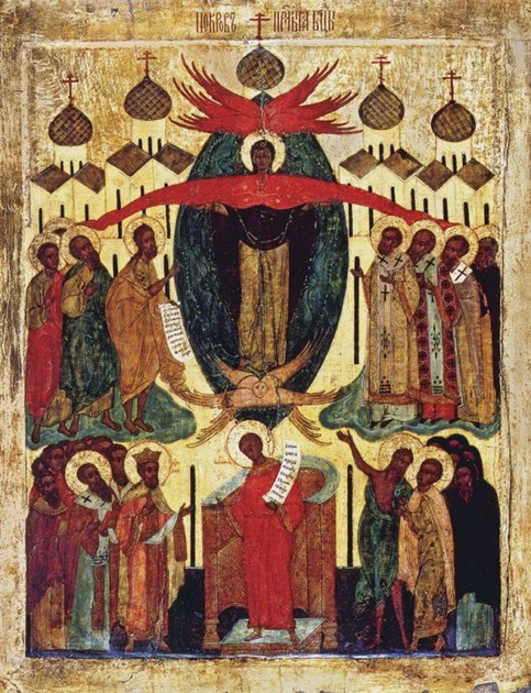 6 Покров Богоматери.Середина XVI в. 77,5х60 см. Государственная Третьяковская галерея.jpg