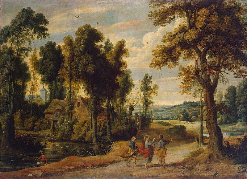 2. Христос и его ученики по дороге в Эммаус. Худ. Ян Вилденс, 1640-е годы.jpg