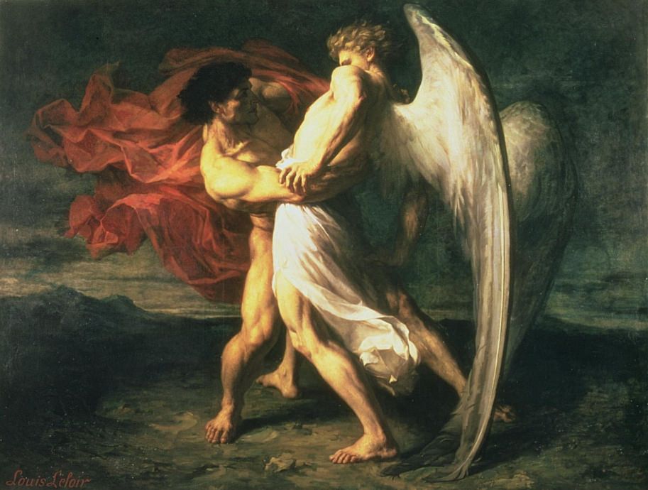5. Иаков борется с Ангелом. Худ. Александр Луи Лелуа, 1865 год.jpg