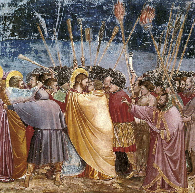 ПРЕВЬЮ. Фото 1. Джотто. Поцелуй Иуды. 1303-1305 гг. Фрагмент фрески в Капелле Скровеньи в Падуе (Италия).jpeg